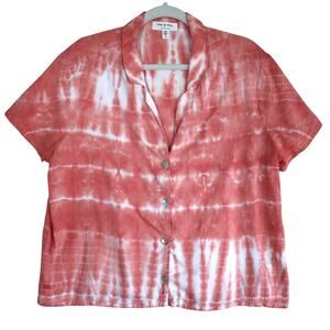 Anthropologie  X Cloth‎ & Stone Womens Tie Dye Button Down Top Size Large Boxy